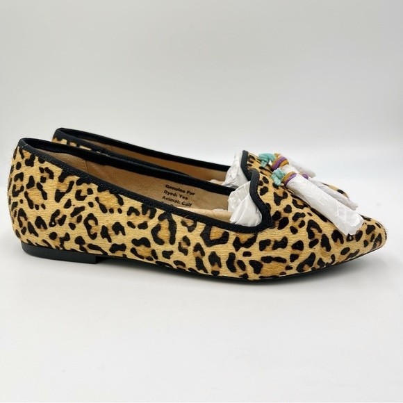 6W 6 WIDE Hush Puppies Women's Sadie Leather Leopard Slip On Loafers Shoes Flats - Picture 3 of 15